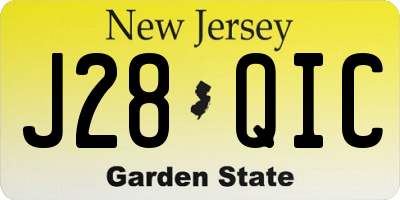 NJ license plate J28QIC