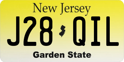 NJ license plate J28QIL