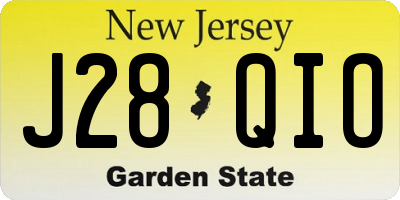 NJ license plate J28QIO