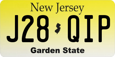 NJ license plate J28QIP
