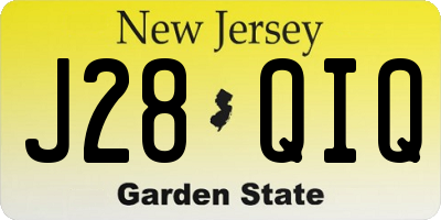 NJ license plate J28QIQ