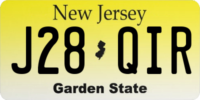 NJ license plate J28QIR