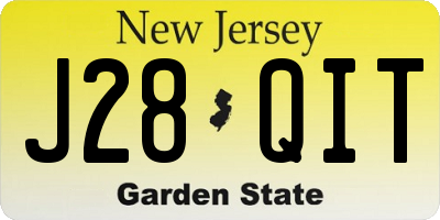 NJ license plate J28QIT