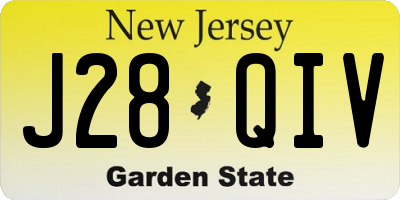 NJ license plate J28QIV