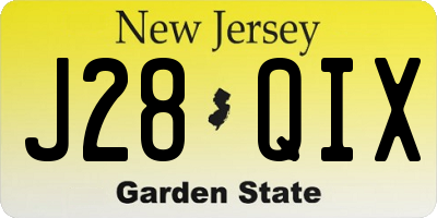 NJ license plate J28QIX
