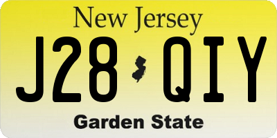 NJ license plate J28QIY