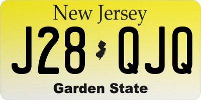 NJ license plate J28QJQ