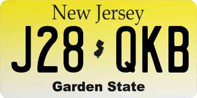 NJ license plate J28QKB