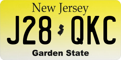 NJ license plate J28QKC