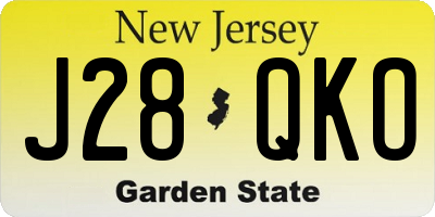 NJ license plate J28QKO