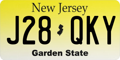 NJ license plate J28QKY