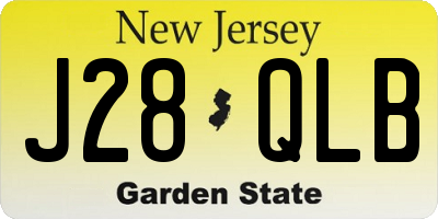 NJ license plate J28QLB