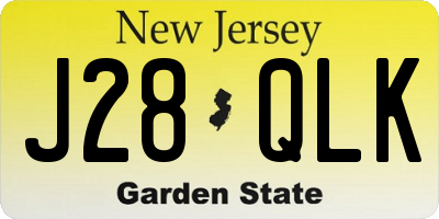 NJ license plate J28QLK