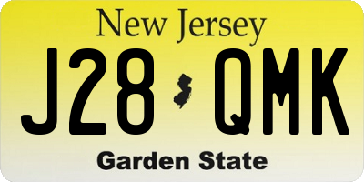 NJ license plate J28QMK