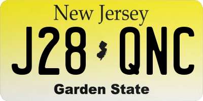 NJ license plate J28QNC