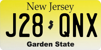 NJ license plate J28QNX