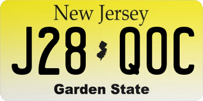 NJ license plate J28QOC