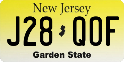 NJ license plate J28QOF