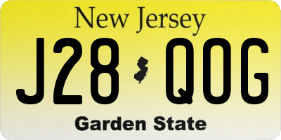 NJ license plate J28QOG