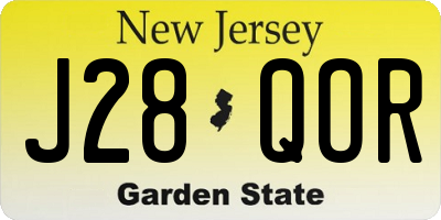NJ license plate J28QOR