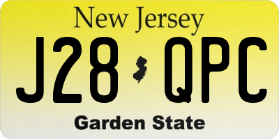 NJ license plate J28QPC