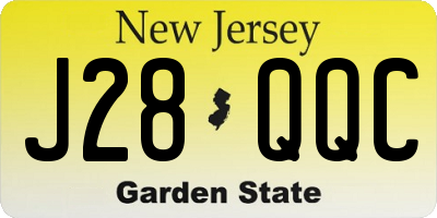 NJ license plate J28QQC