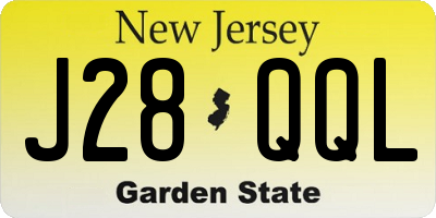 NJ license plate J28QQL