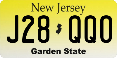 NJ license plate J28QQO