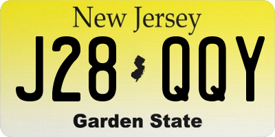 NJ license plate J28QQY