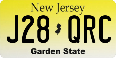 NJ license plate J28QRC