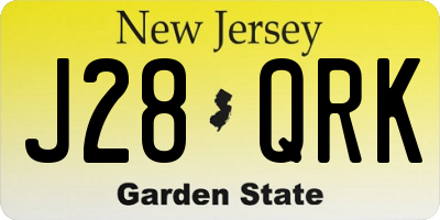 NJ license plate J28QRK