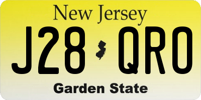 NJ license plate J28QRO