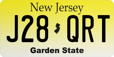 NJ license plate J28QRT
