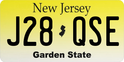 NJ license plate J28QSE