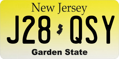 NJ license plate J28QSY