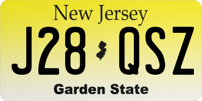 NJ license plate J28QSZ