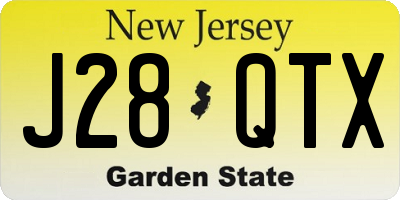 NJ license plate J28QTX