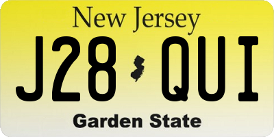 NJ license plate J28QUI