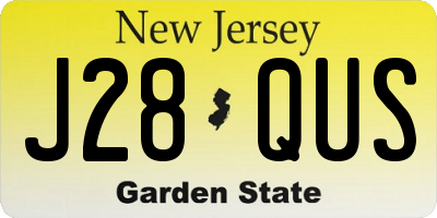 NJ license plate J28QUS
