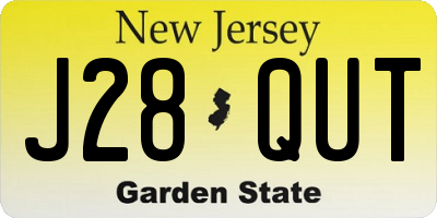 NJ license plate J28QUT