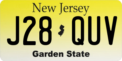 NJ license plate J28QUV