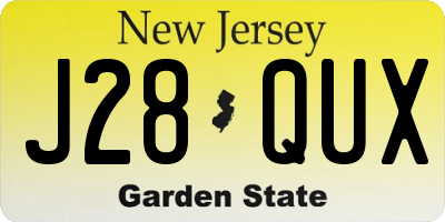 NJ license plate J28QUX