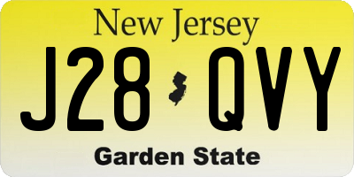NJ license plate J28QVY