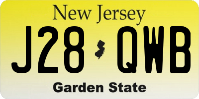 NJ license plate J28QWB