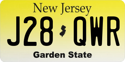 NJ license plate J28QWR