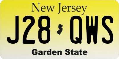 NJ license plate J28QWS