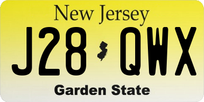 NJ license plate J28QWX
