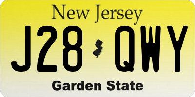 NJ license plate J28QWY