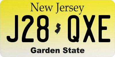 NJ license plate J28QXE