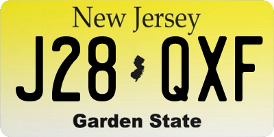 NJ license plate J28QXF